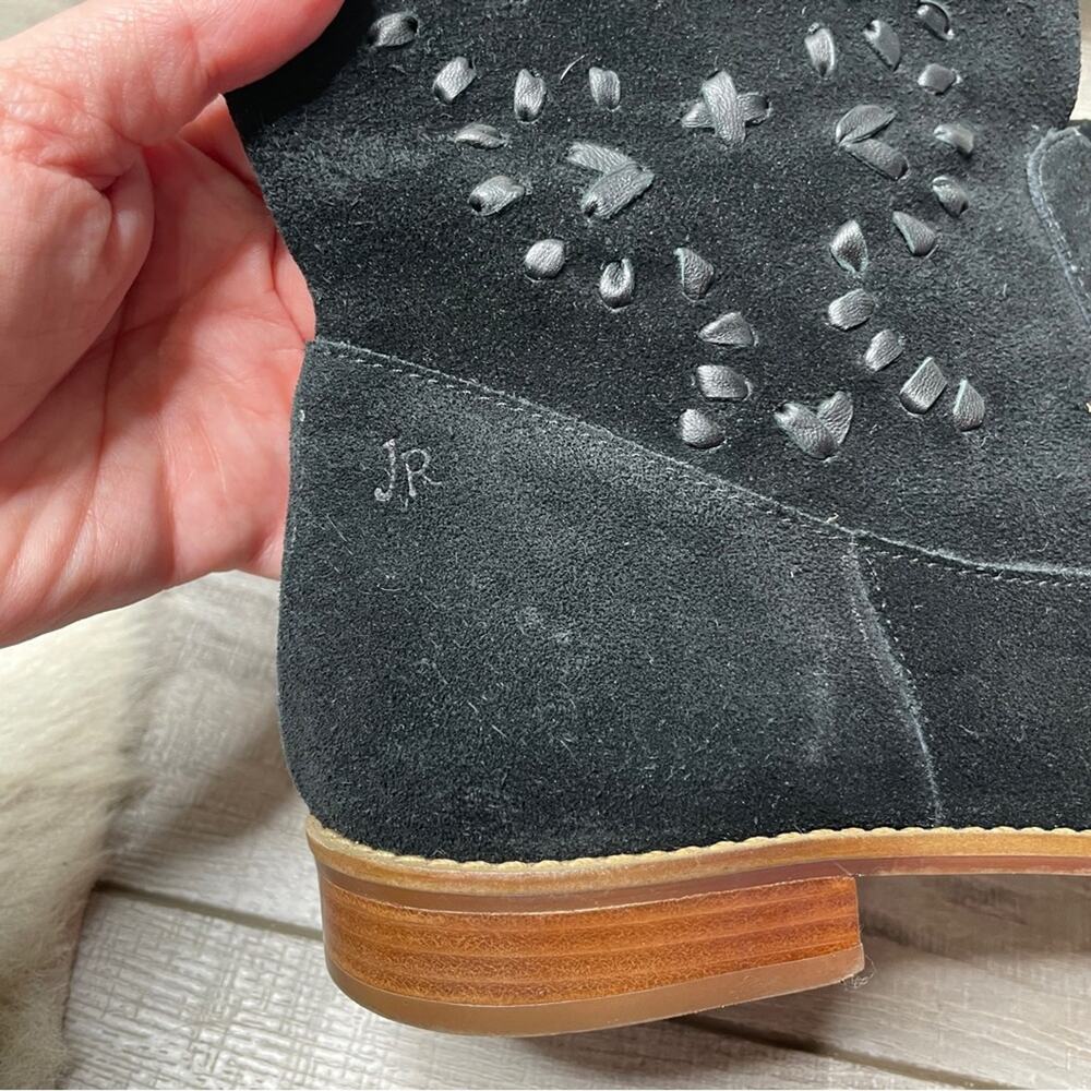 Jack Rogers Kaitlin Stitched Suede Boots Black Size 9.5M - Picture 6 of 10